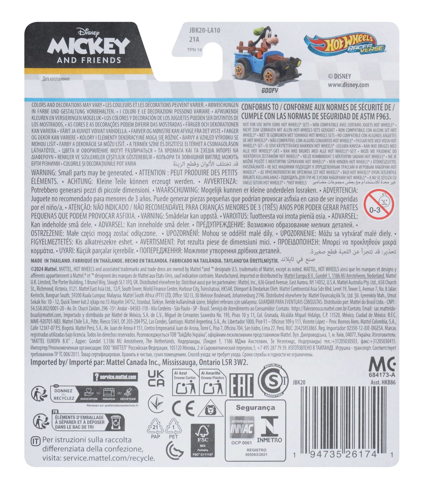 Hot Wheels RacerVerse Vehículo de Juguete Goofy