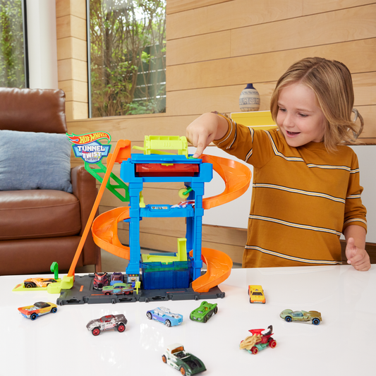 Hot Wheels Ville Color Shifters Lave-Auto Tunnel Pivotant