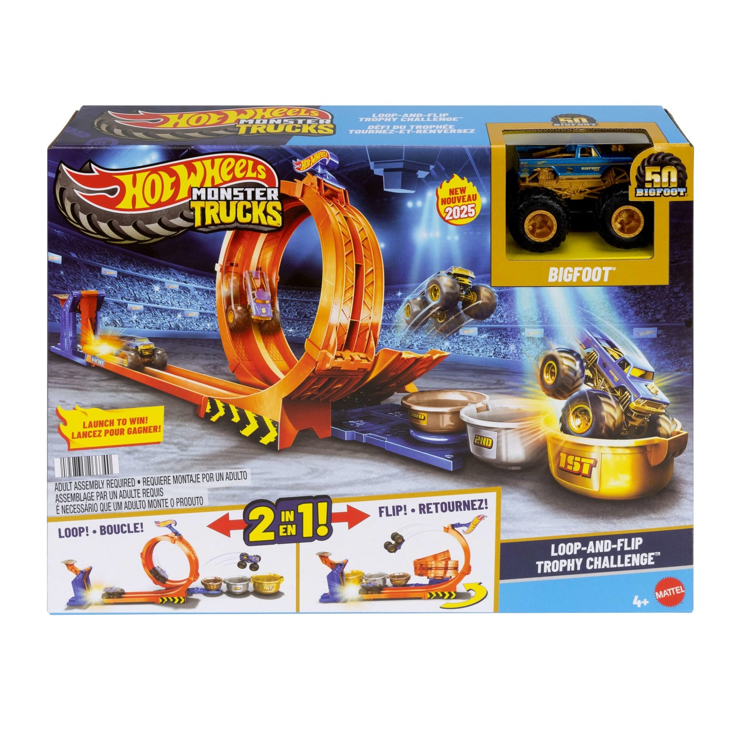 Hot Wheels Monster Trucks Défi du Trophée Tournez-et-Renversez