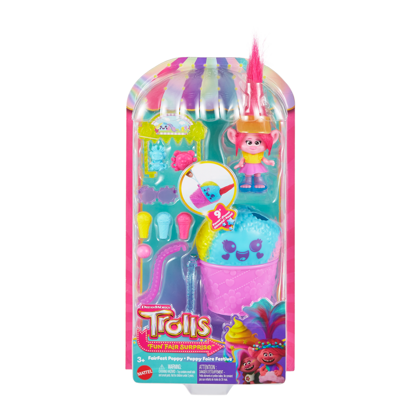 Dreamworks Trolls Fun Fair Surprise Fairfest Queen Poppy Small Doll & 10 Accessories