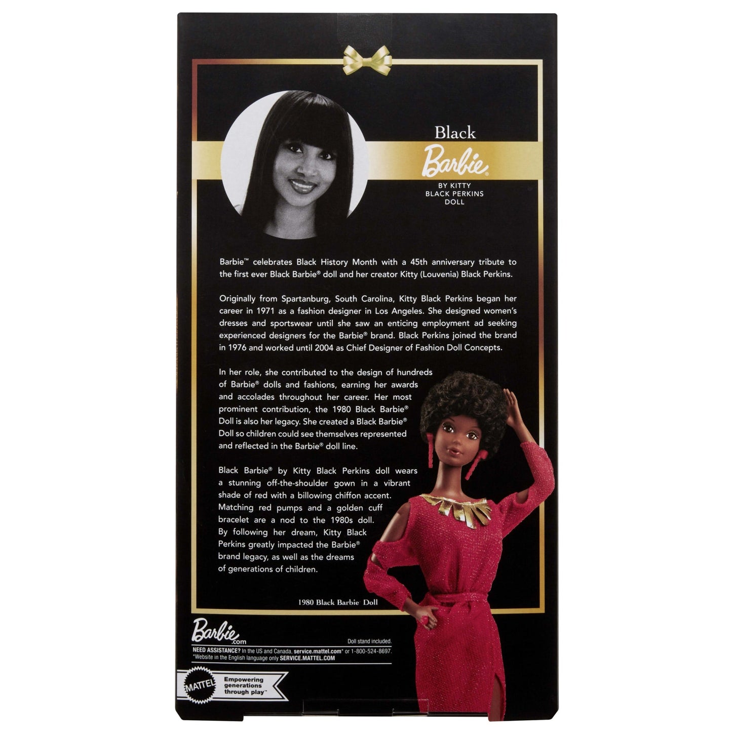 Barbie Signature Collectible Doll in Red Gown, 45th Anniversary Black Barbie By Kitty Black Perkins