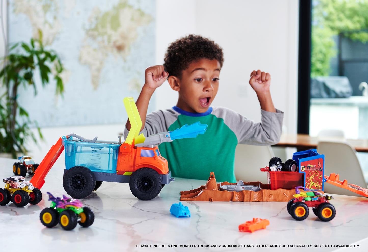 Hot Wheels® Coffret Monster Trucks Arena Smashers Color Shifters Véhicule de Secours 5 Alarm