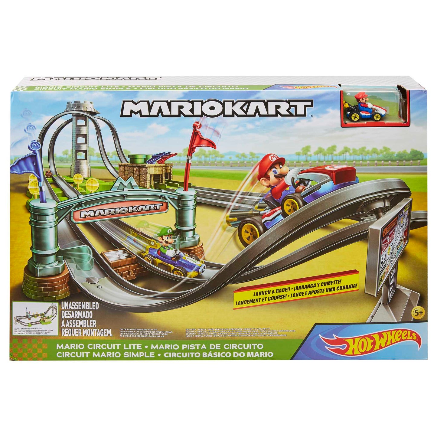 Hot Wheels Mario Kart Pista de Brinquedo De Circuito Longo
