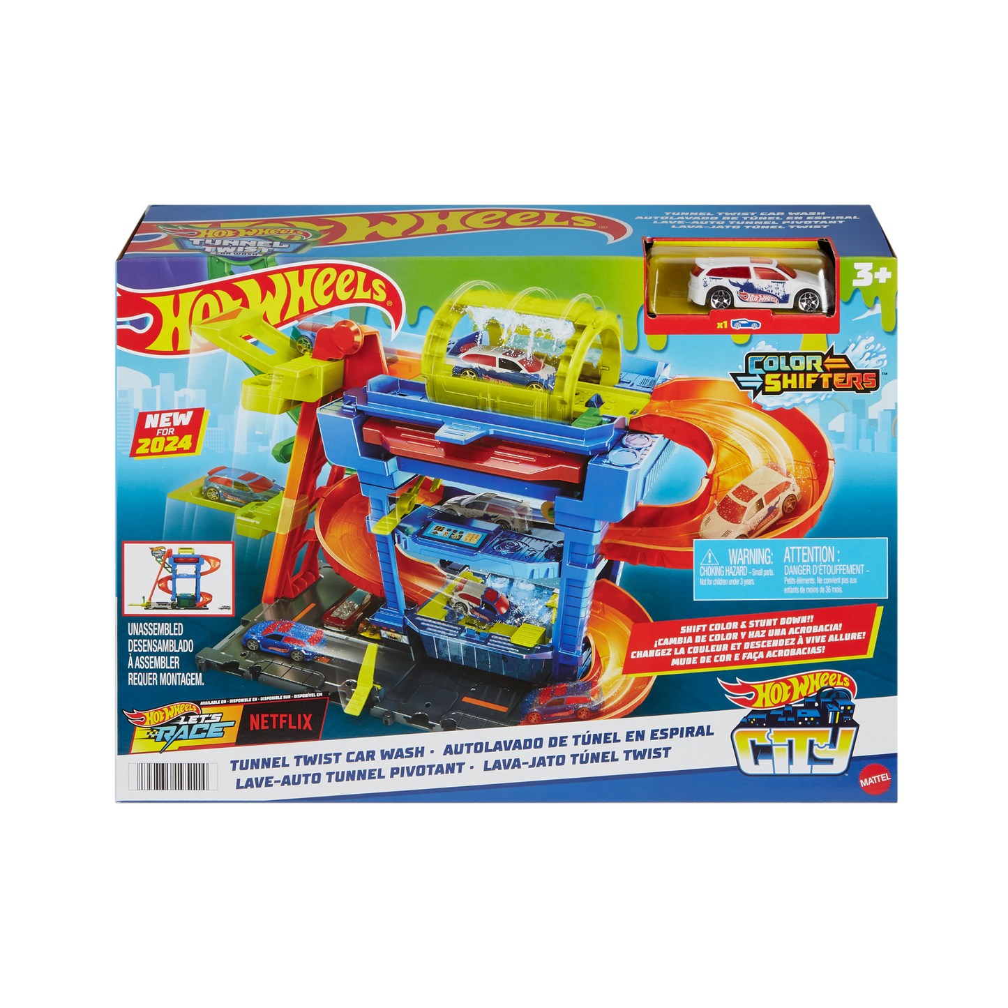 Hot Wheels Ville Color Shifters Lave-Auto Tunnel Pivotant