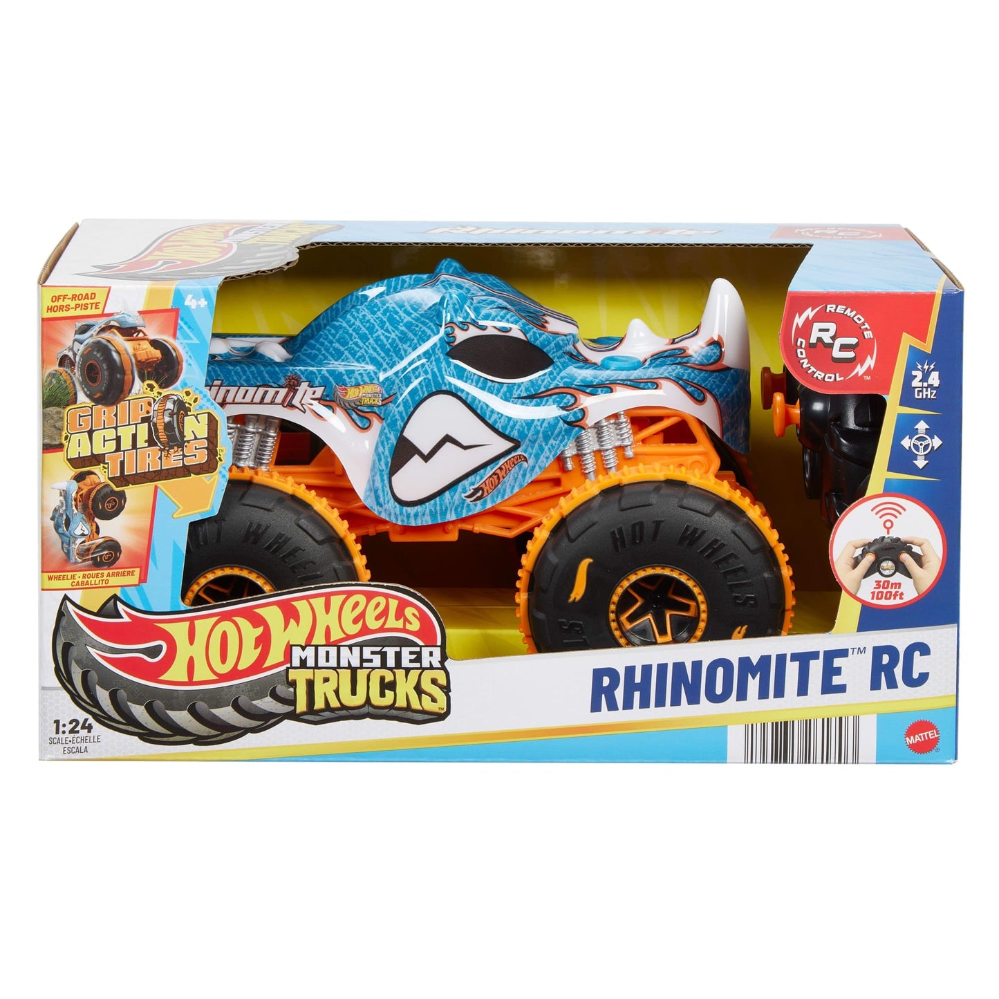 Hot Wheel Monster Trucks Échelle1:24 Rhinomite Rc, à Piles