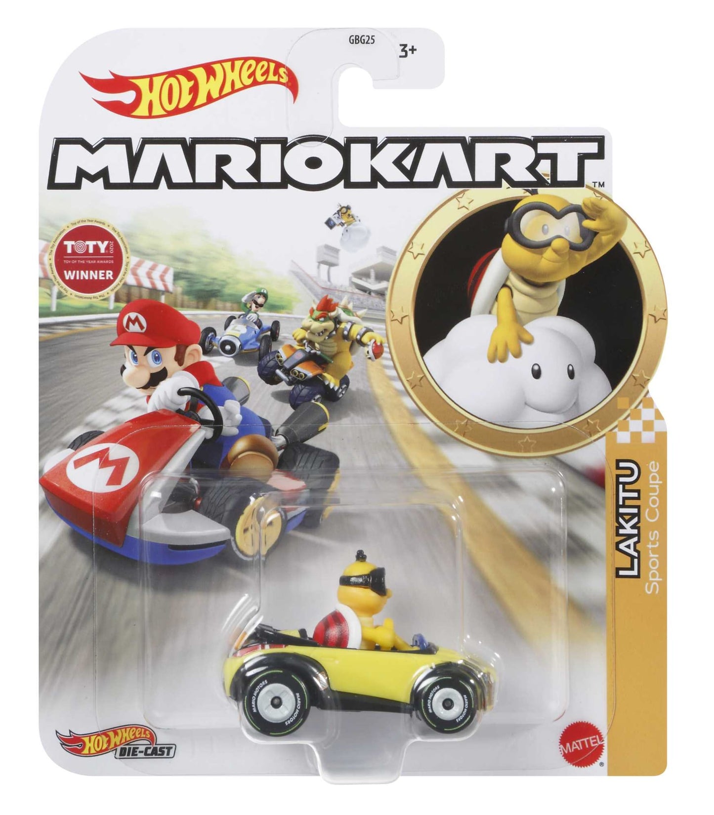 Hot Wheels Mario Kart Veículo de Brinquedo Lakitu Sports Coupe
