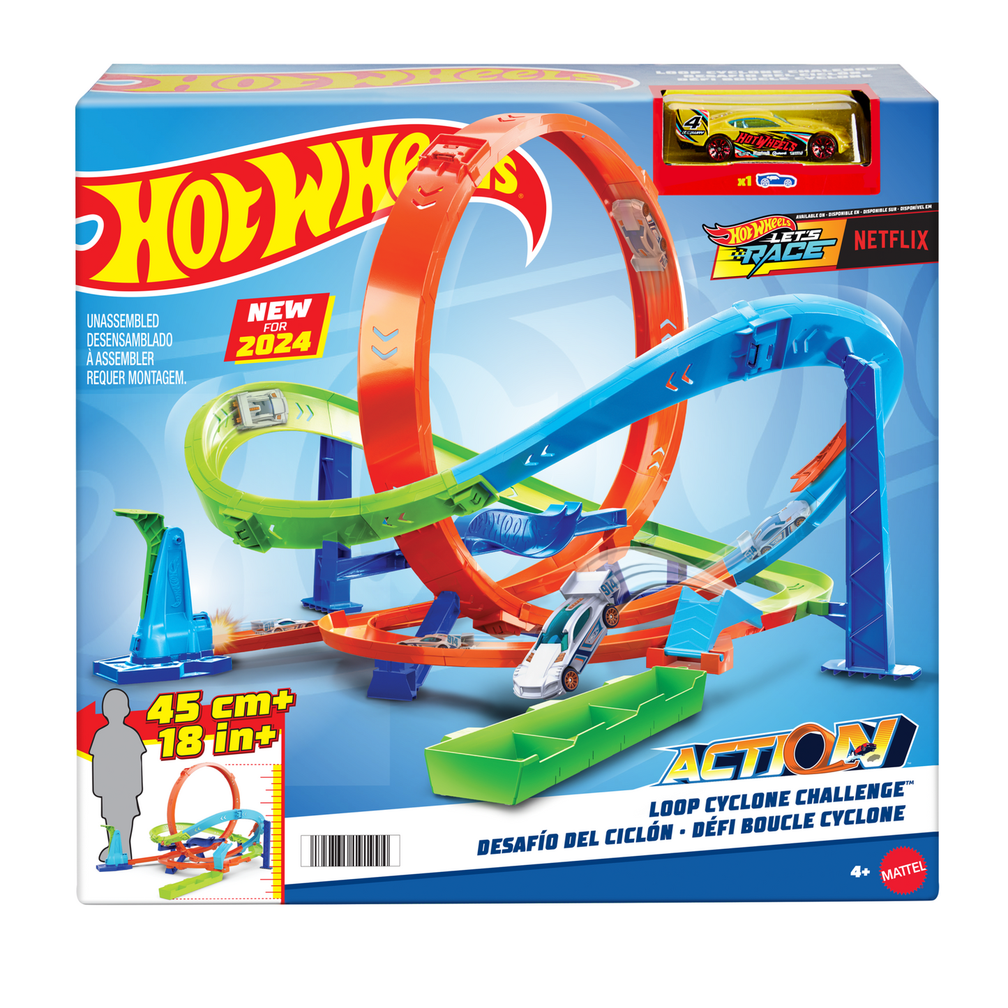 Hot Wheels Action Défi Boucle Cyclone, Véhicule à L’Échelle1:64