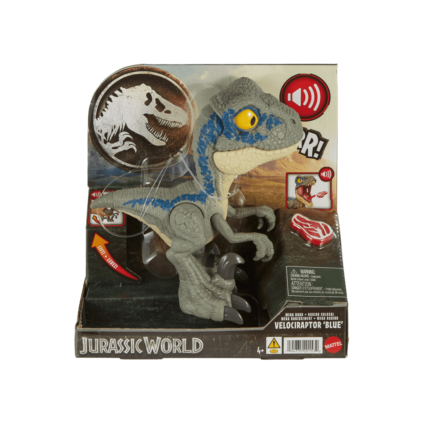 Jurassic World Méga Rugissement Blue Le Vélociraptor, Sons