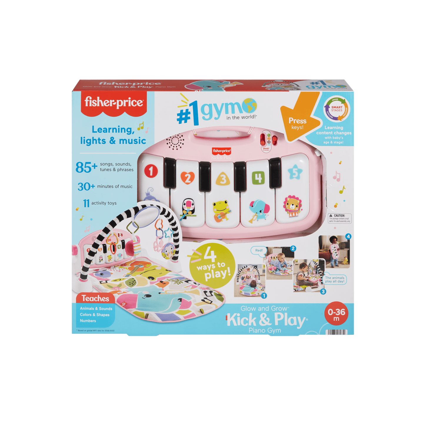 Fisher-Price Tapis Piano Lumières et Apprentissage, Pour Bébé, Rose