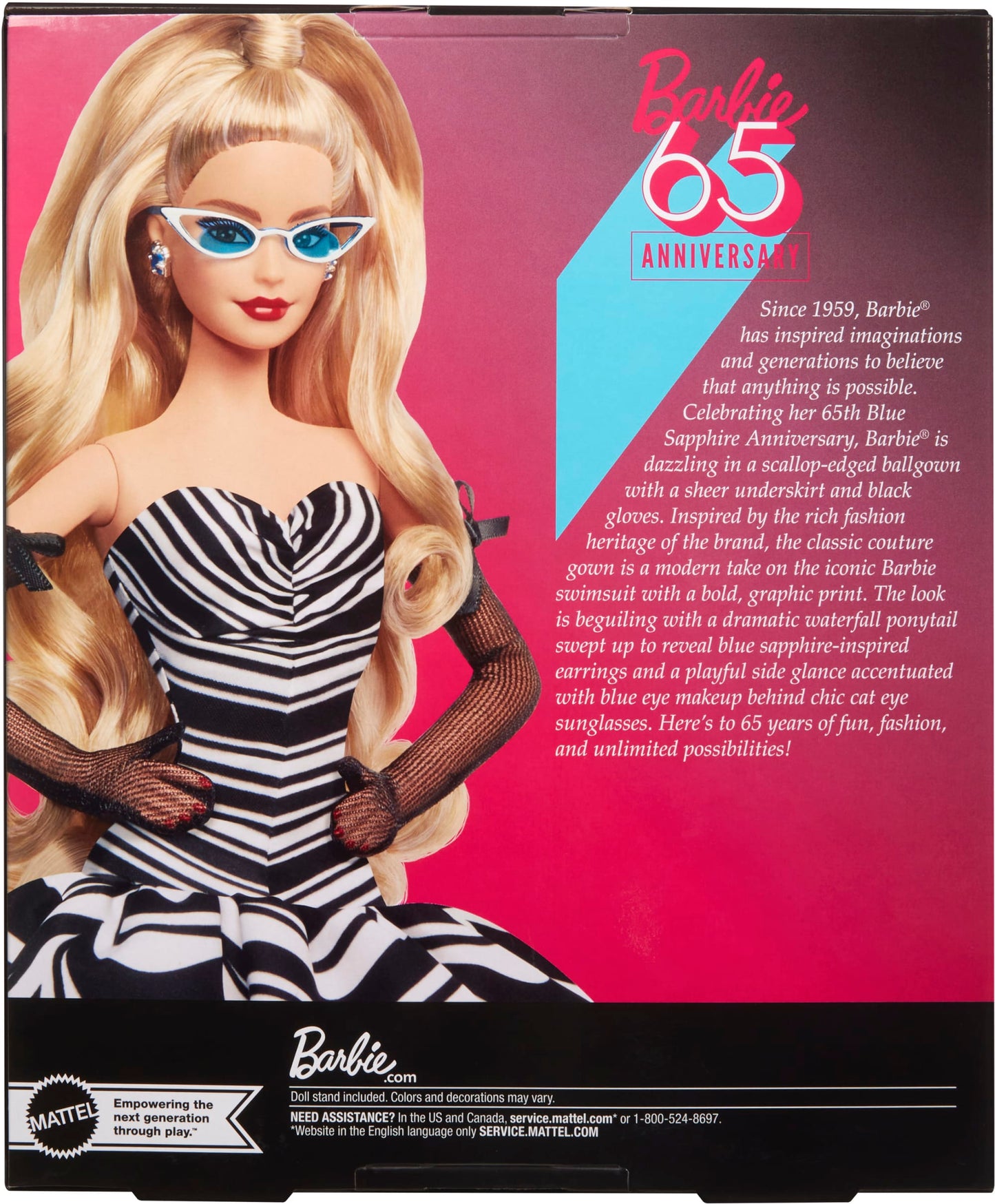 Barbie Signature 65th Anniversary Collectible Doll With Blonde Hair And Black And White Gown