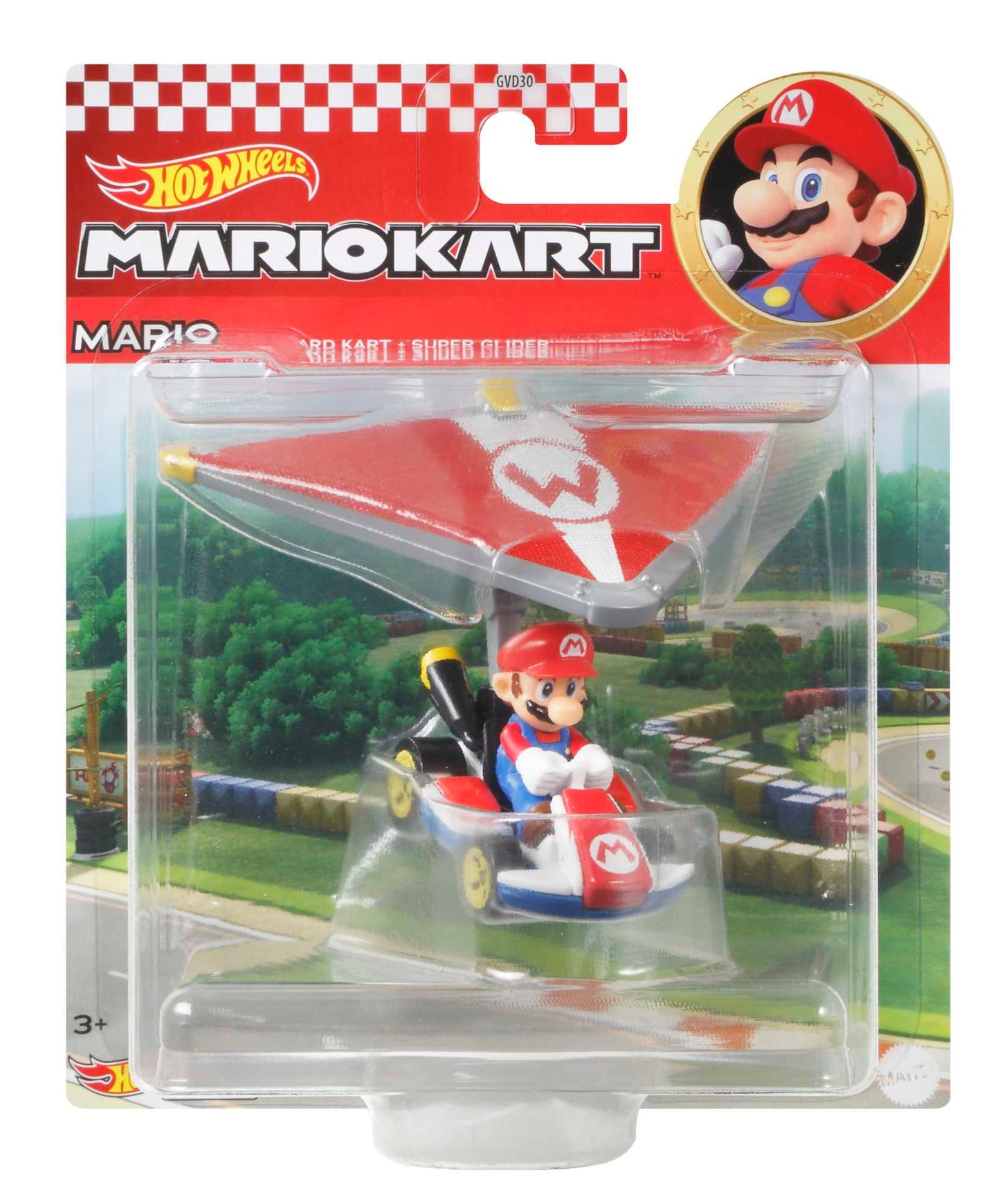 Hot Wheels Mario Kart Veículo de Brinquedo Mário Padrão Kart com Super Glider