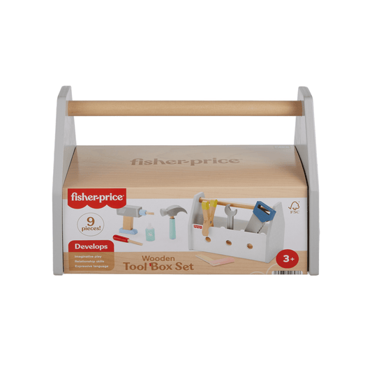 Fisher-Price Coffret Boîte à Outils en Bois, 9Éléments en Bois
