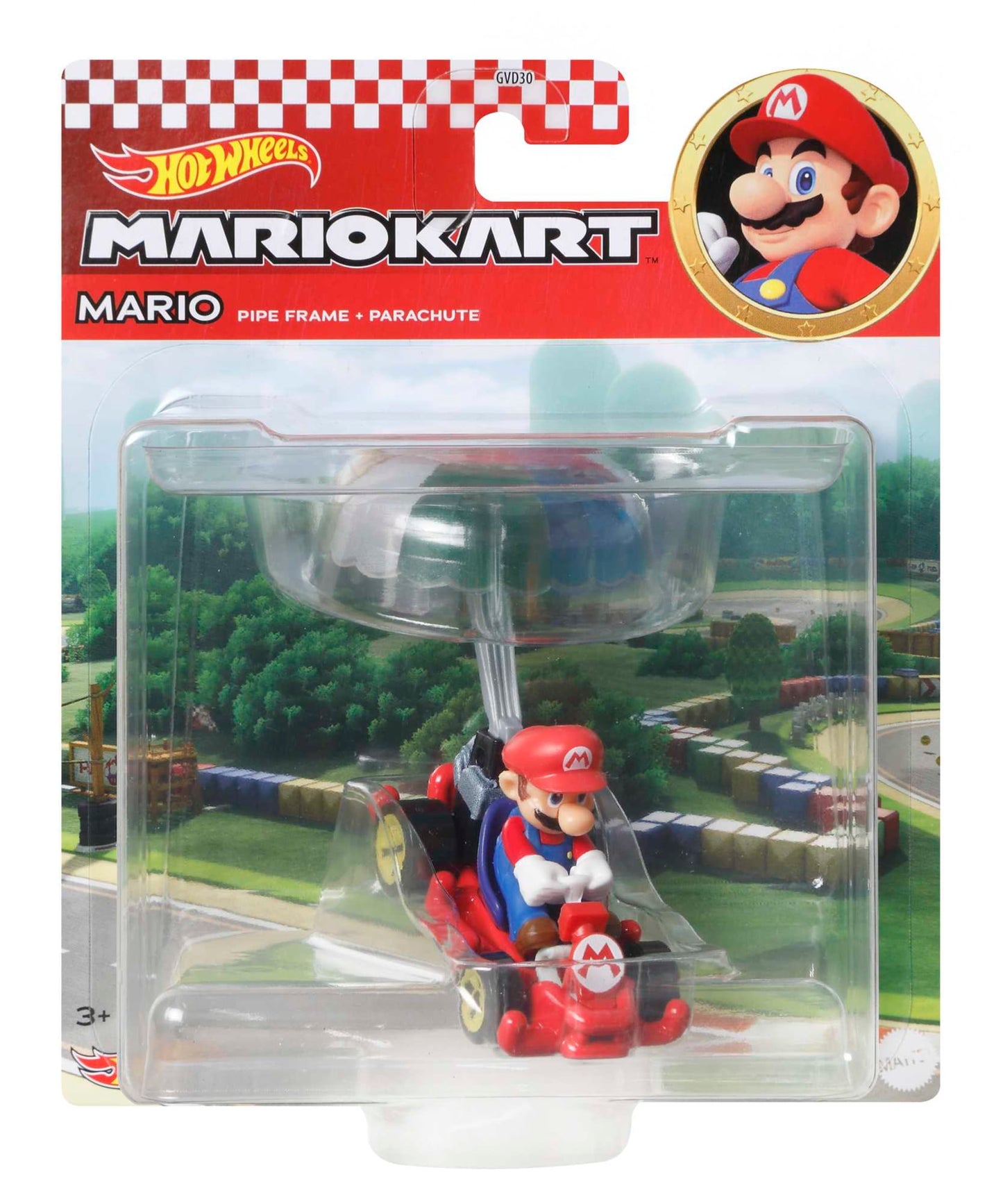 Hot Wheels Mario Kart Veículo de Brinquedo Mário Pipe Frame com Paraquedas