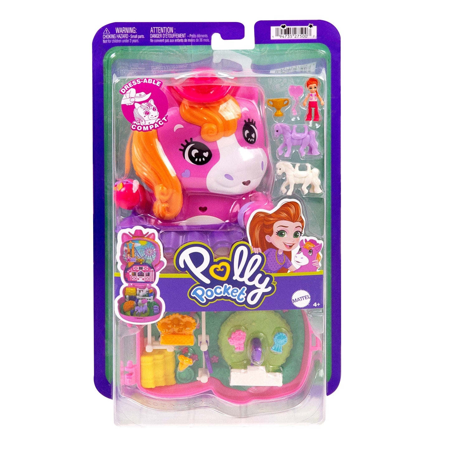 Polly Pocket Coffret Poney Rodéo, Micro-Poupée, Chevaux, Access.