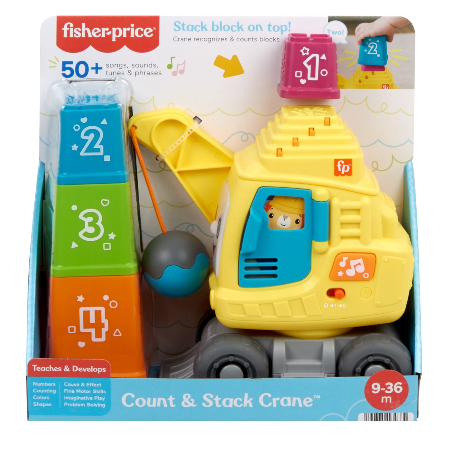 Fisher-Price Grue Comptage et Empilage, Blocs, Lumières, Sons, Mult.