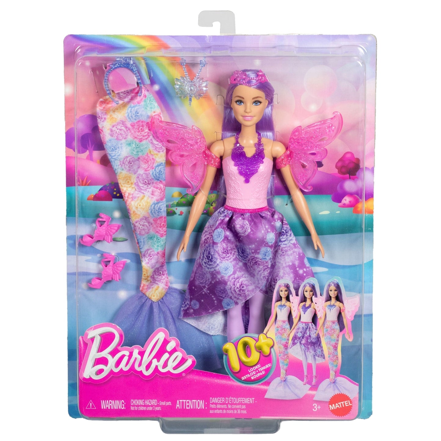 Barbie Doll Fantasy Fashion Pack With Accessories Including Mermaid Tail, Fairy Wings, & Necklaces