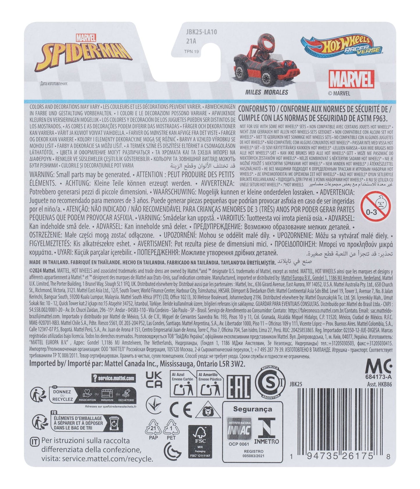 Hot Wheels RacerVerse Veículo de Brinquedo Miles Morales