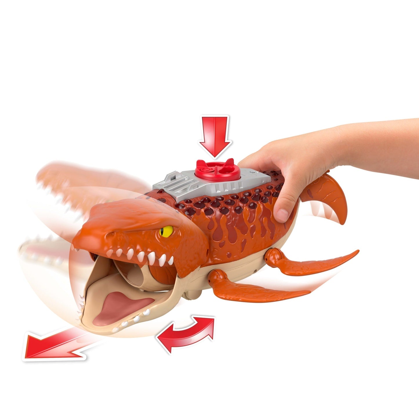 Imaginext Jurassic World Dinosaurio de Juguete Rebirth Mosasaurus Caza y Muerde