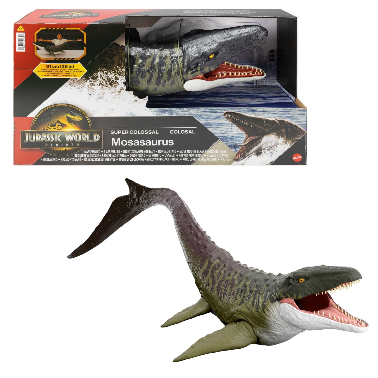Jurassic World Dinossauro de Brinquedo Rebirth Super Colossal Mosasaurus