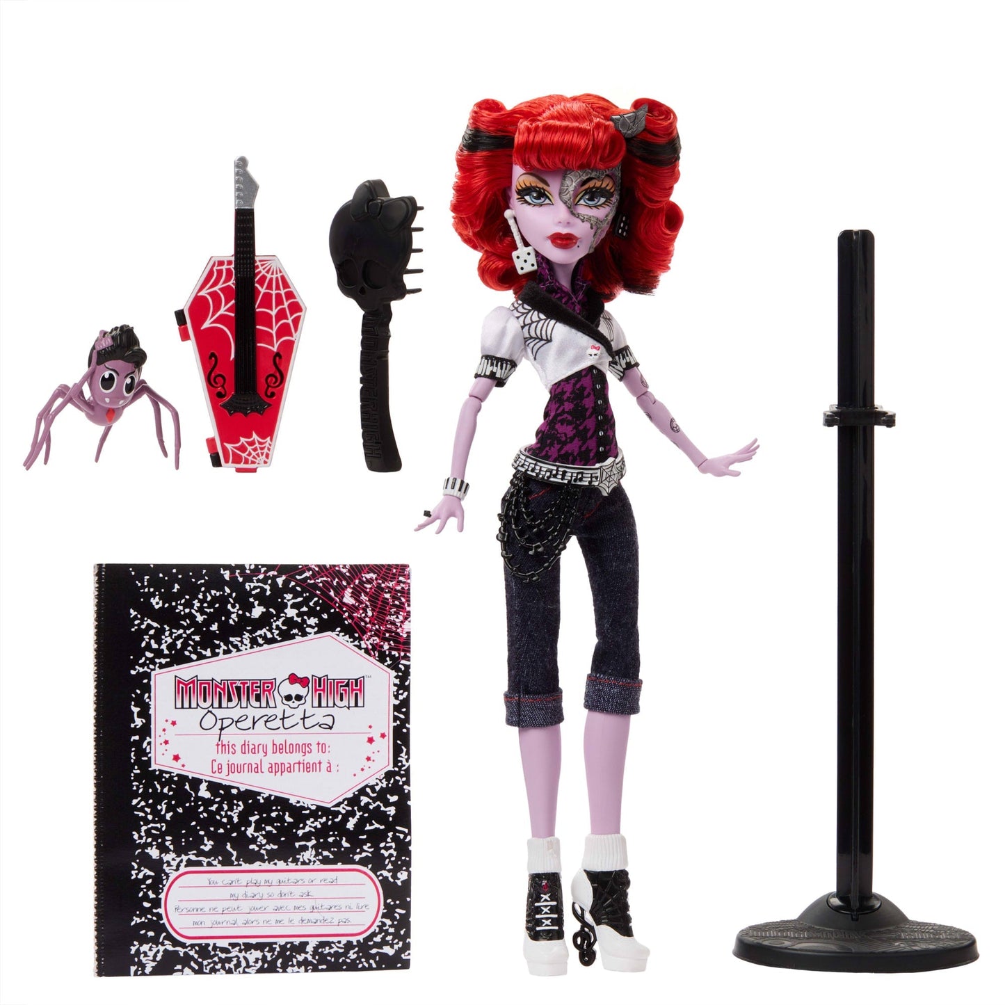Monster High Boo-Riginal Creeproduction Operetta Doll With Diary, Doll Stand And Pet