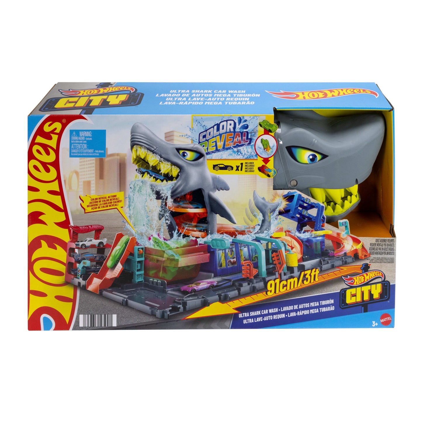Hot Wheels City Pista de Juguete Lavado de Autos Mega Tiburón