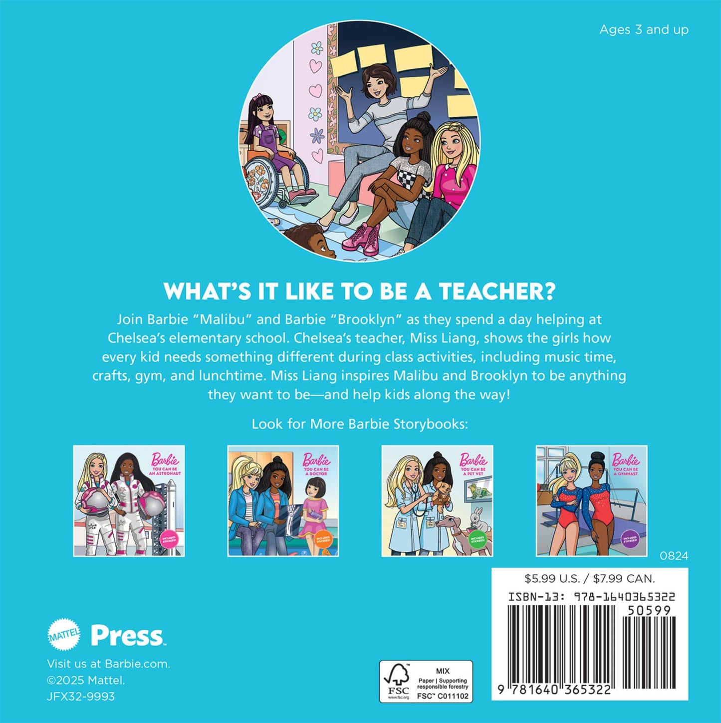 Barbie: You Can Be A Teacher, Paperback Book For Kids, Includes 2 Sticker Sheets