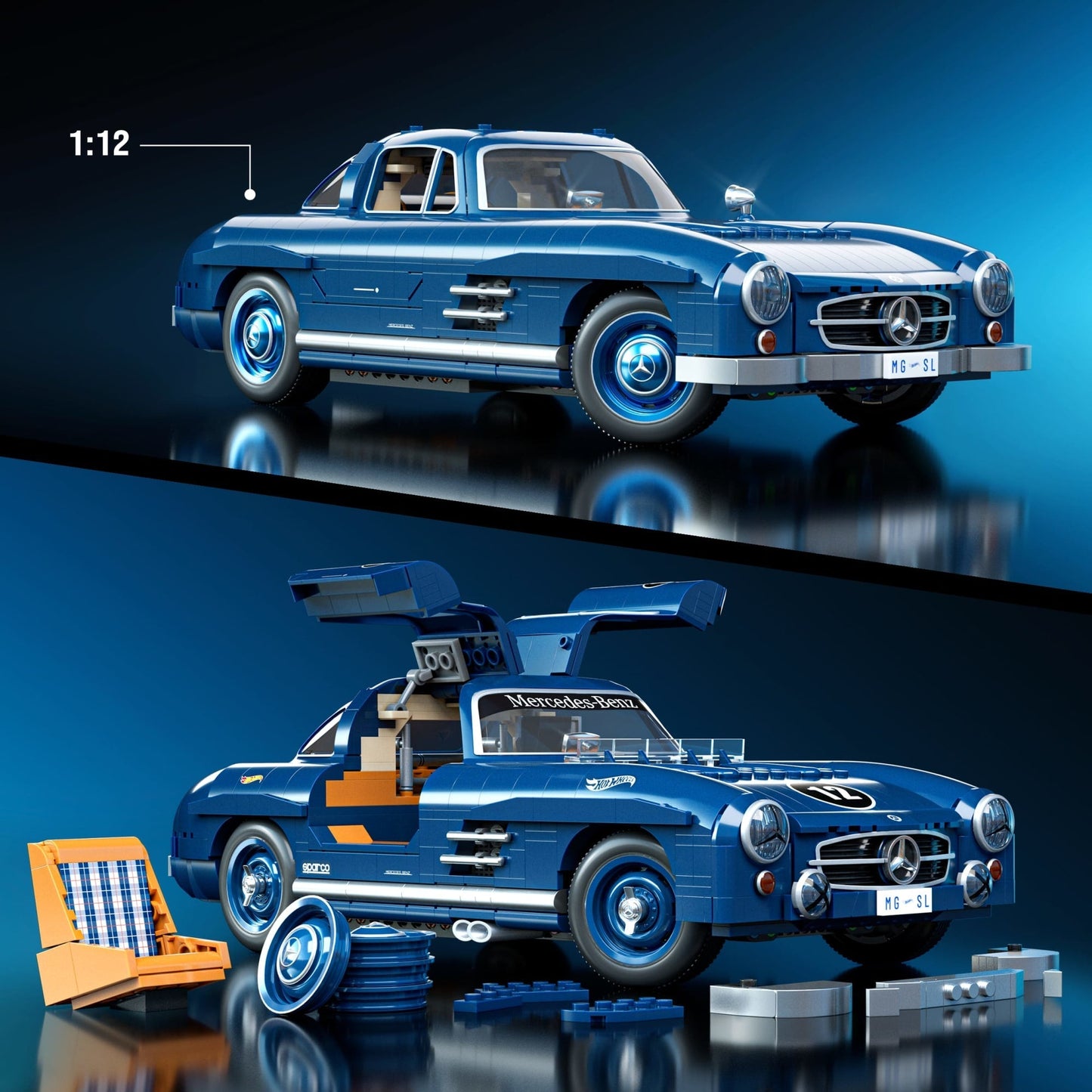 Mattel Brick Shop Hot Wheels Juguete de Construcción Premium Mercedes Benz 300 SL