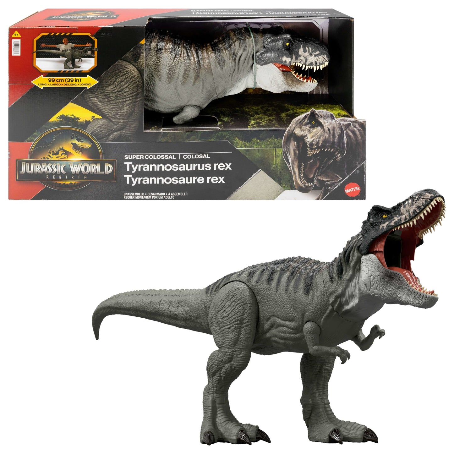 Jurassic World Dinossauro de Brinquedo Rebirth Super Colossal T. Rex