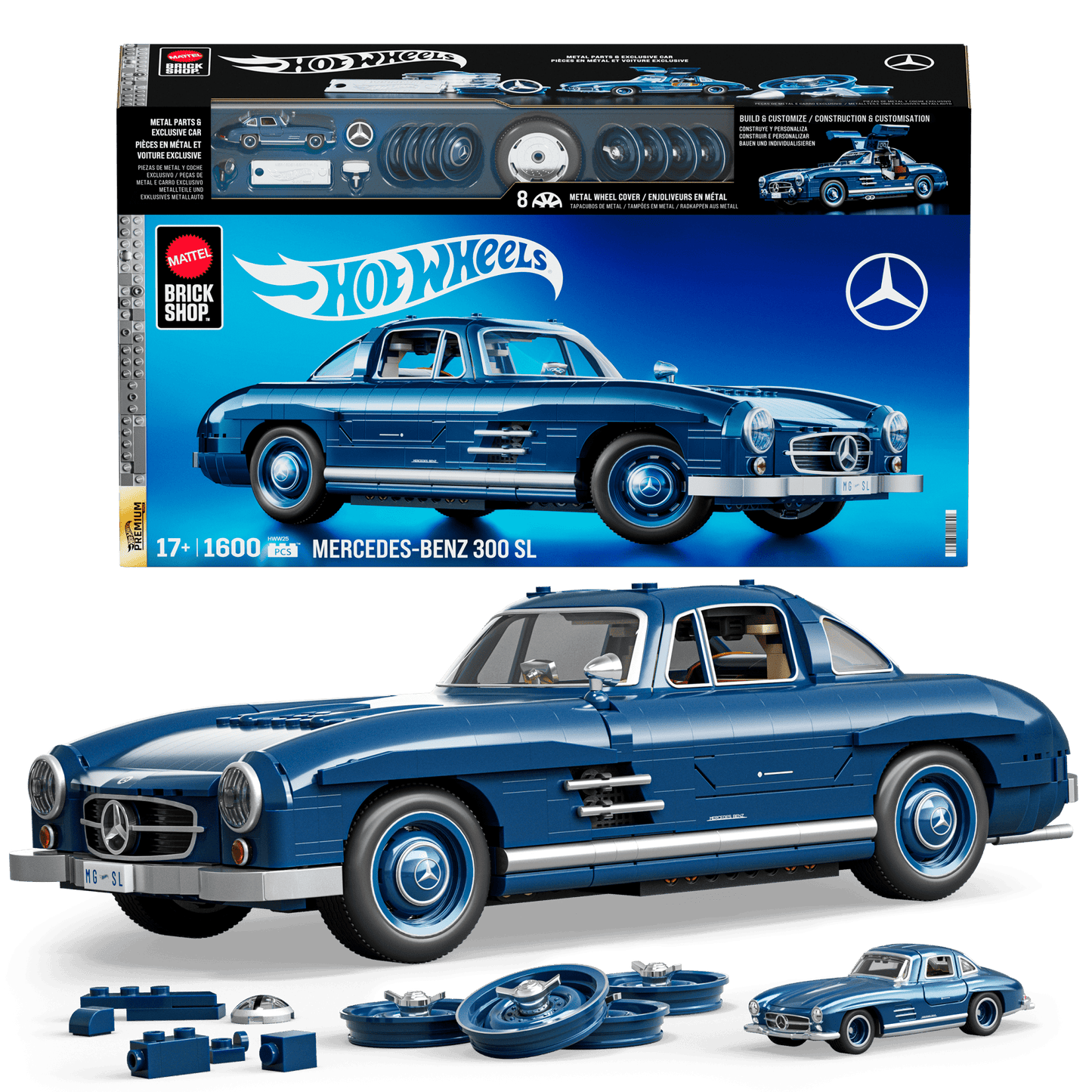 Mattel Brick Shop Hot Wheels Juguete de Construcción Premium Mercedes Benz 300 SL