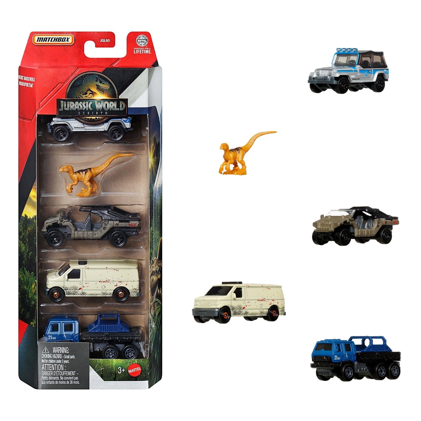 Matchbox Vehículo de Juguete Jurassic World Auto Básico Paquete de 5