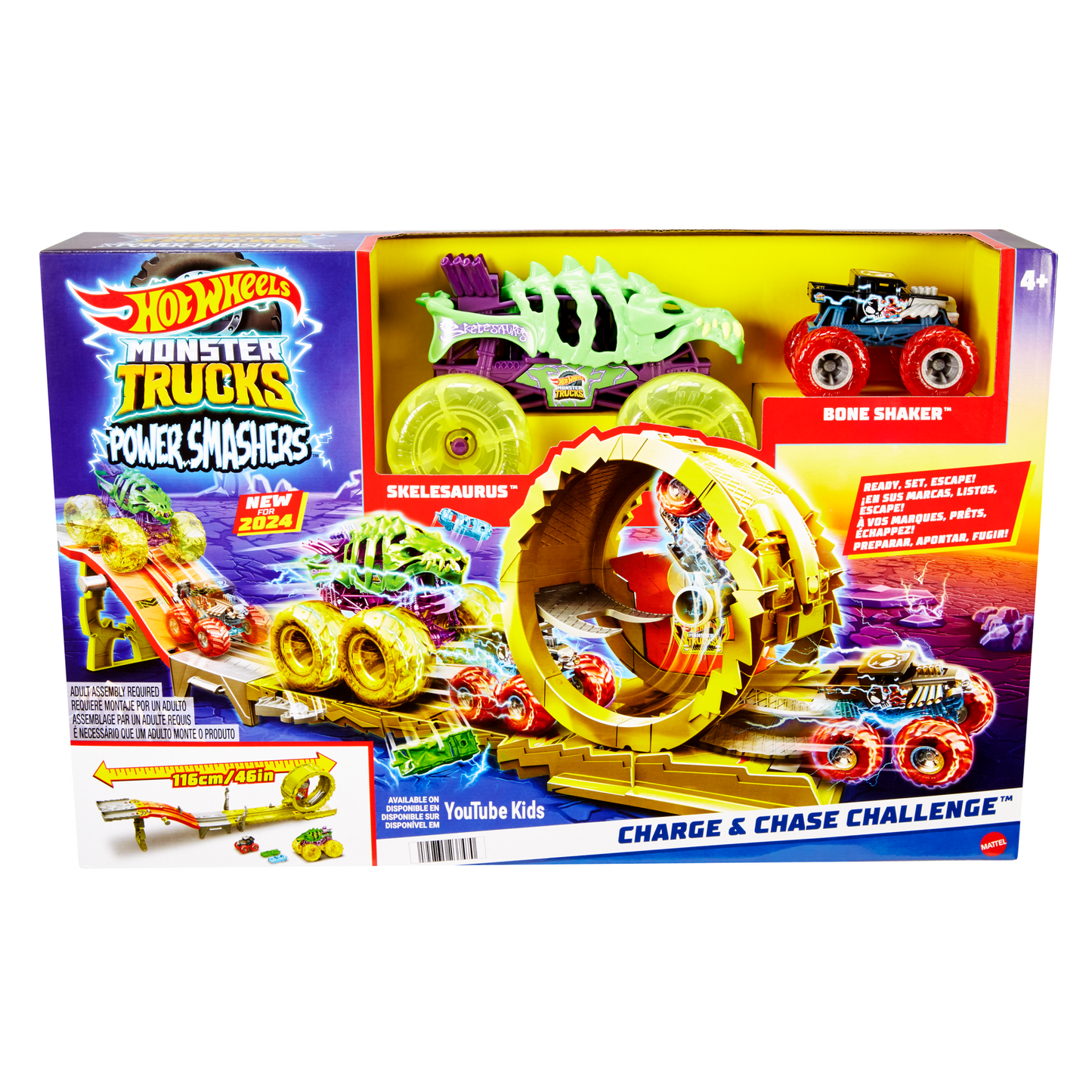 Hot Wheels Monster Trucks Pista de Brinquedo Arena Energia de Demolição Recarregue energia e destrua!