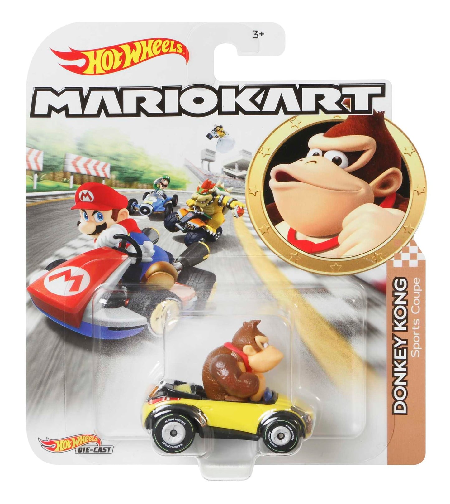 Hot Wheels Mario Kart Veículo de Brinquedo Donkey Kong Sports Coupe