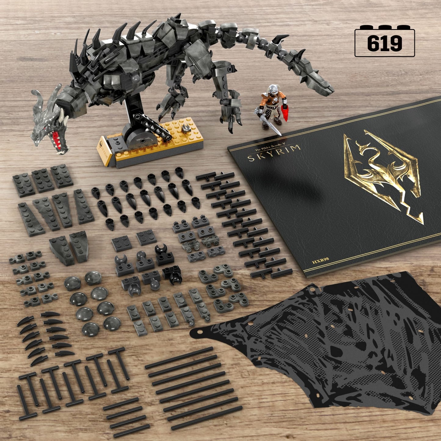 Mega-Skyrim Alduin Le Dévoreur de Mondes-Kit de 619Pièces