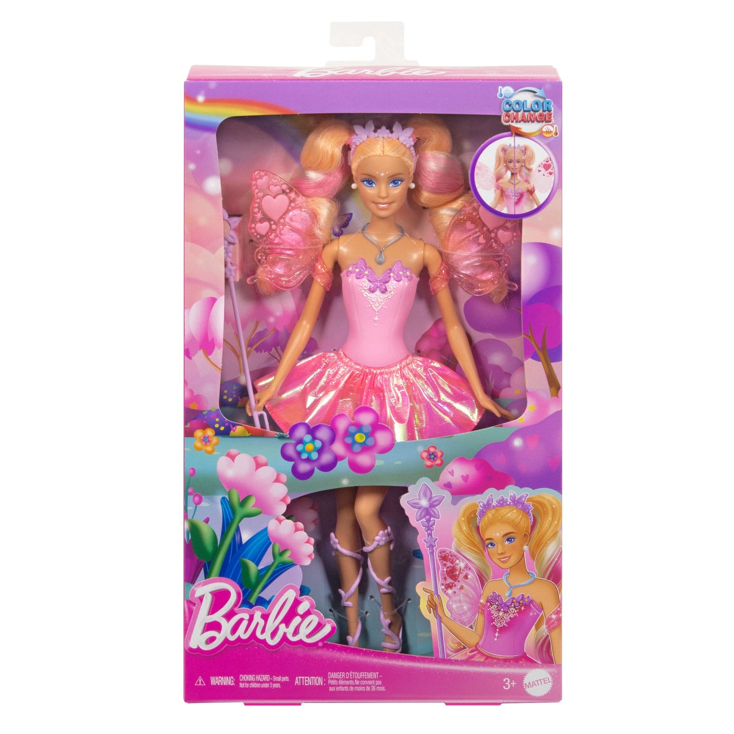 Barbie Fantaisie Poupée Fée, Ailes et Tenue à Changement de Couleur