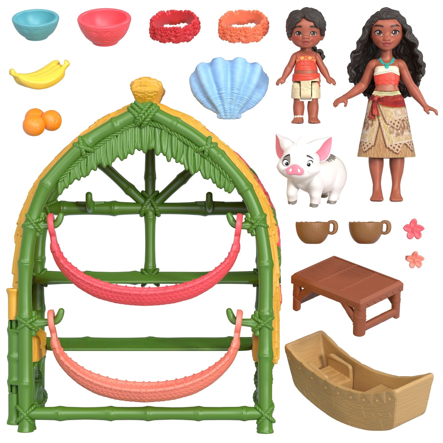 Moana 2 Conjunto de Brinquedo Casa Moana e Simea com Pua e Acessórios