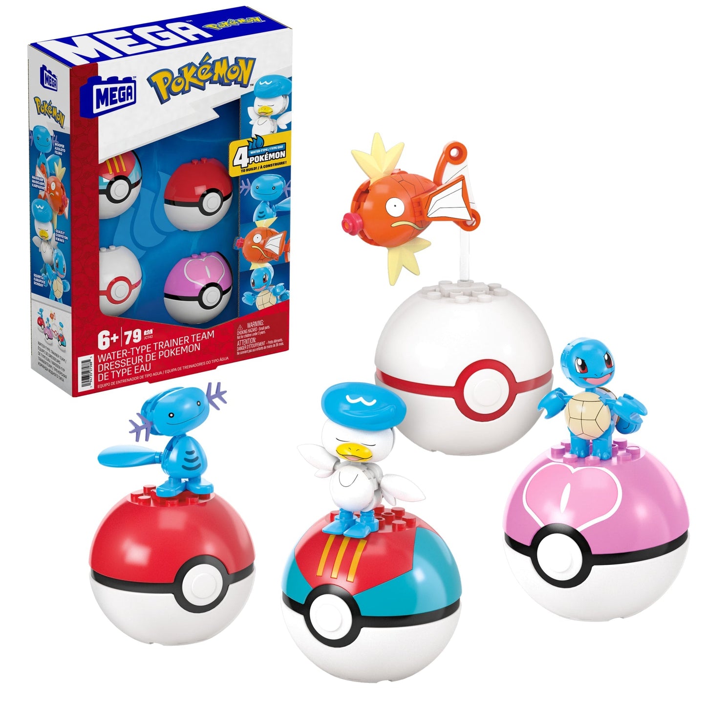 MEGA Pokémon Juguete de Construcción Pokébolas Equipo Entrenador de Tipo Agua
