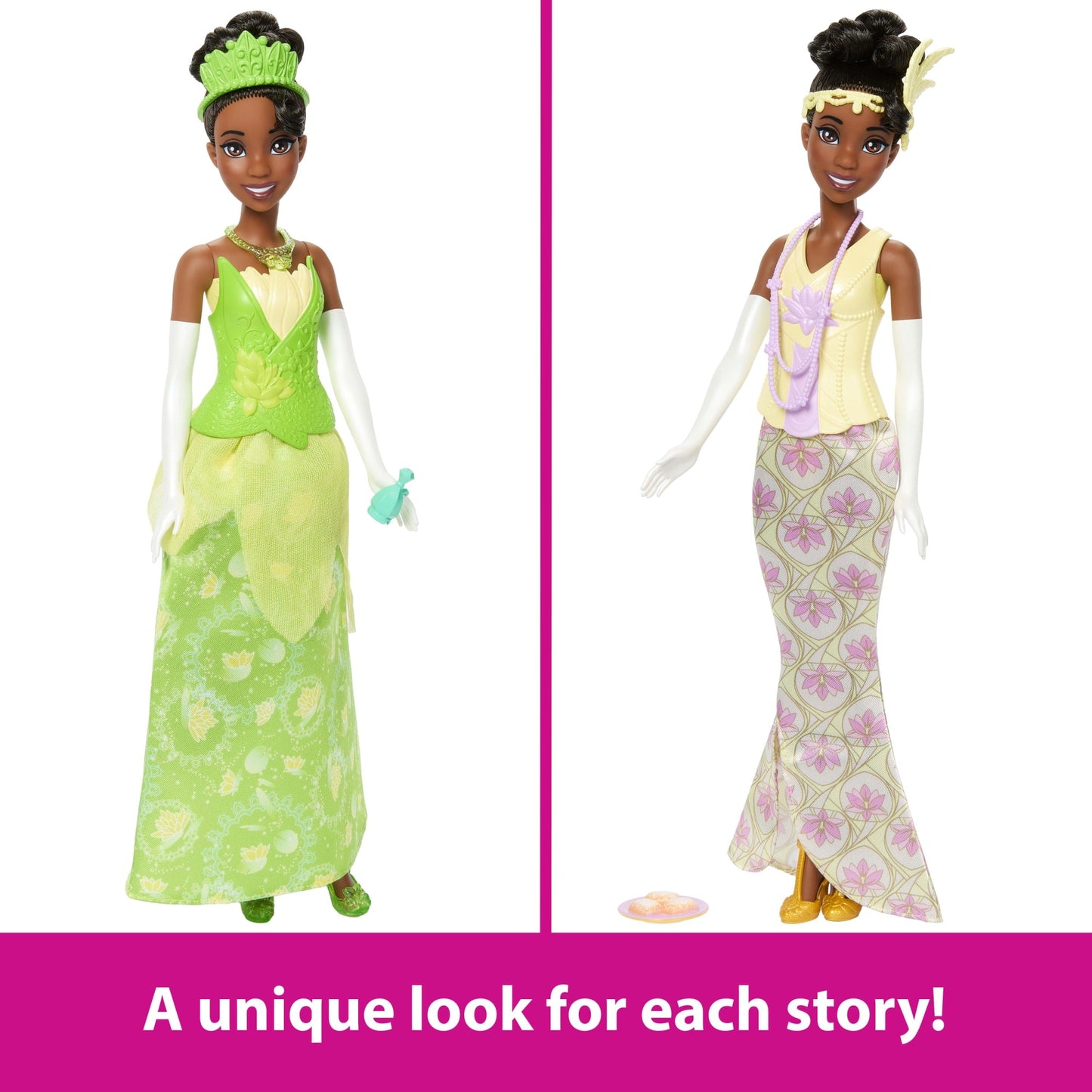 Disney Princess 2-In-1 Stories Tiana Fashion Doll With 2 Snap-On Bodices, 2 Skirts & 9 Accessories
