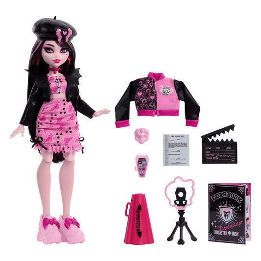 Monster High Fearbook Draculaura Fashion Doll With Jacket, Yearbook, And Movie Club Accessories