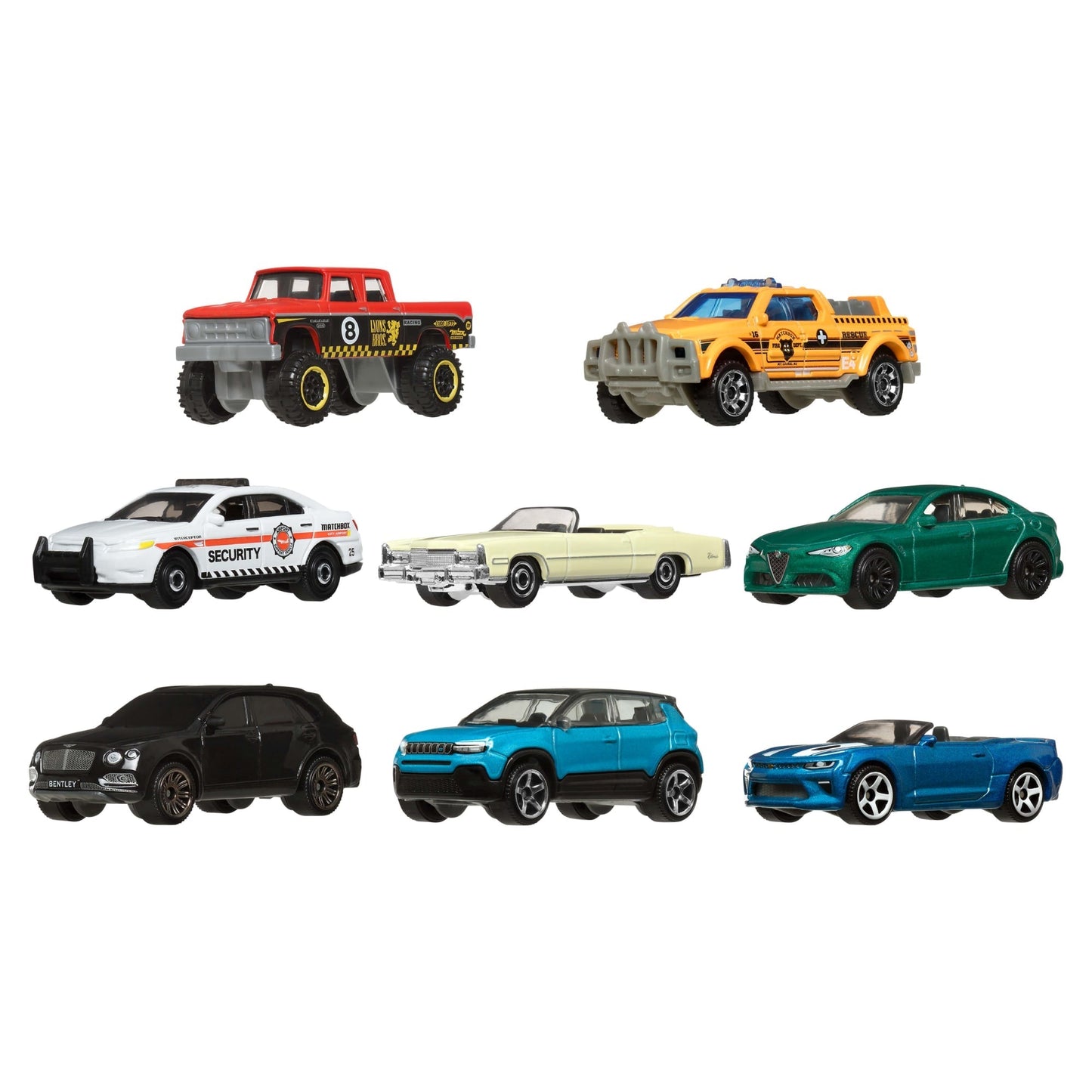 Matchbox Diecast Veículo de Brinquedo Pacote de 8 Carros