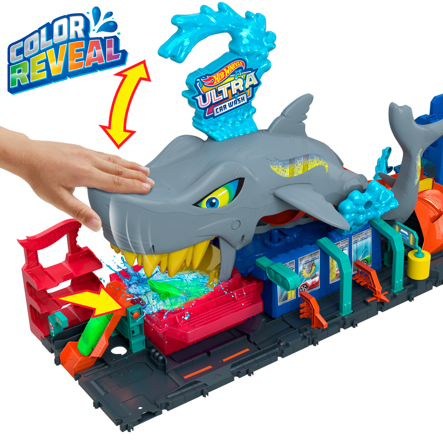 Hot Wheels City Pista de Brinquedo Lava-Rápido Mega Tubarão