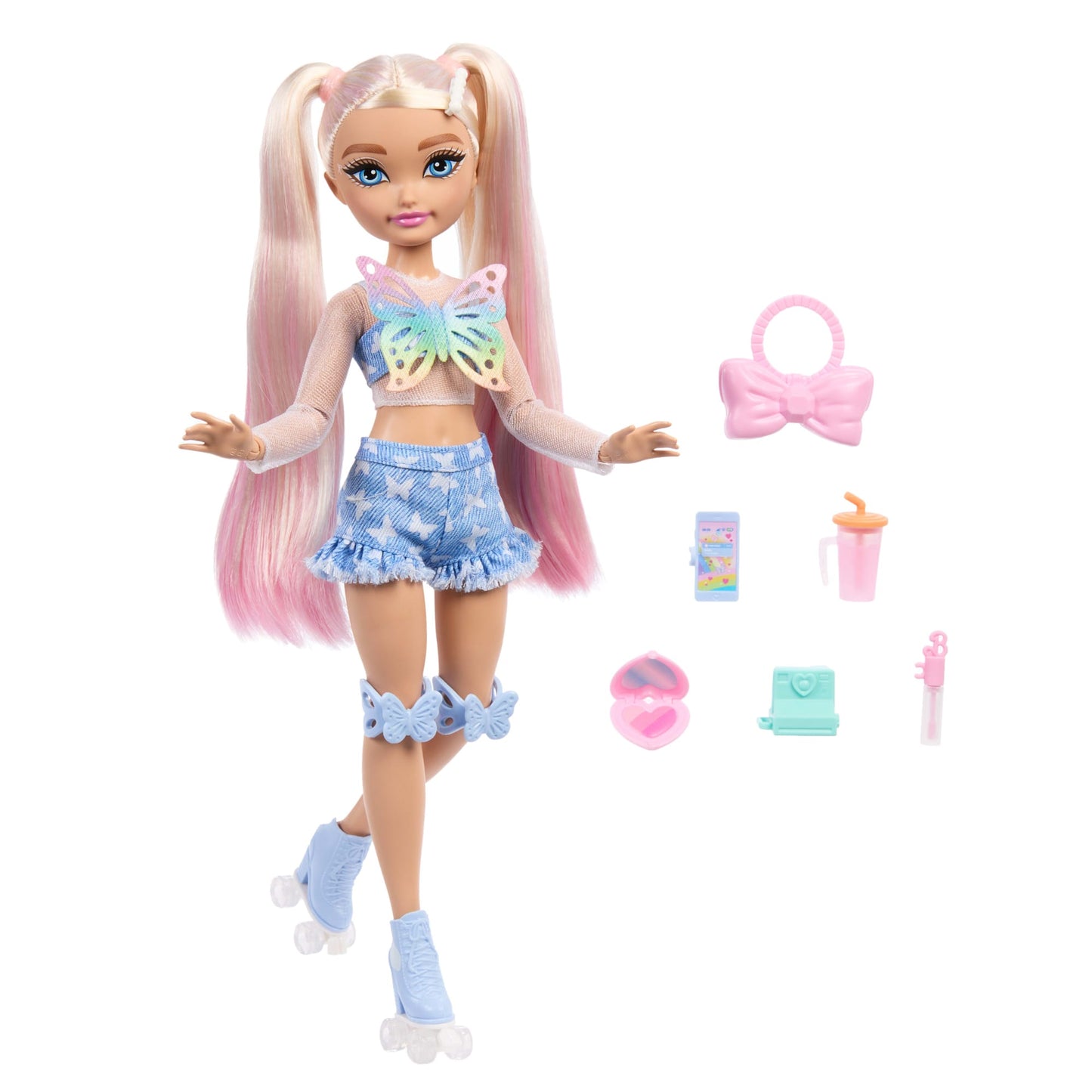 Dream Besties Barbie “Malibu” Roller Skating Fashion Doll With 9 Makeup Themed Accessories