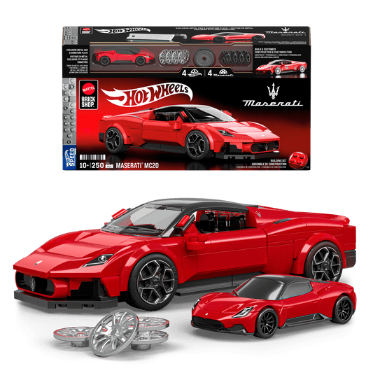 Mattel Brick Shop Hot Wheels Maserati Mc20, Kit de Construction de Jouets 250 Pièces, de Collection