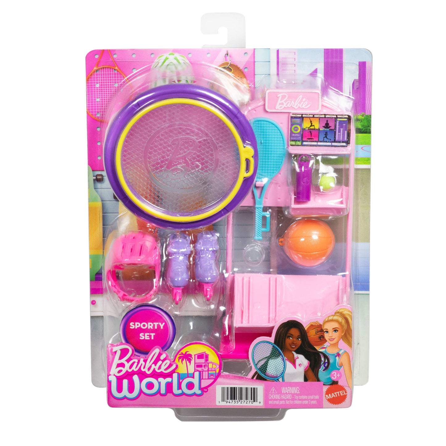 Barbie World  Coffret de Jeu  Support D’Équipements de Sport, 9Acc.