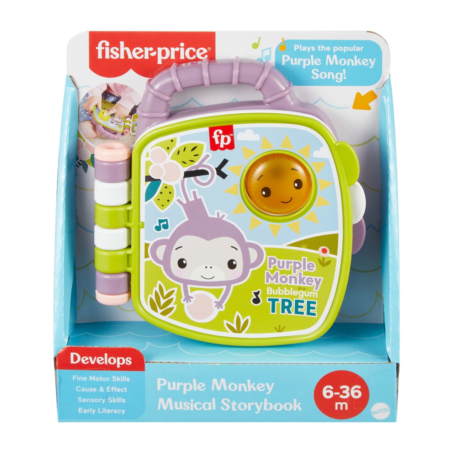 Fisher-Price  Livre Interactif Singe Violet, Avec Lumières et Sons