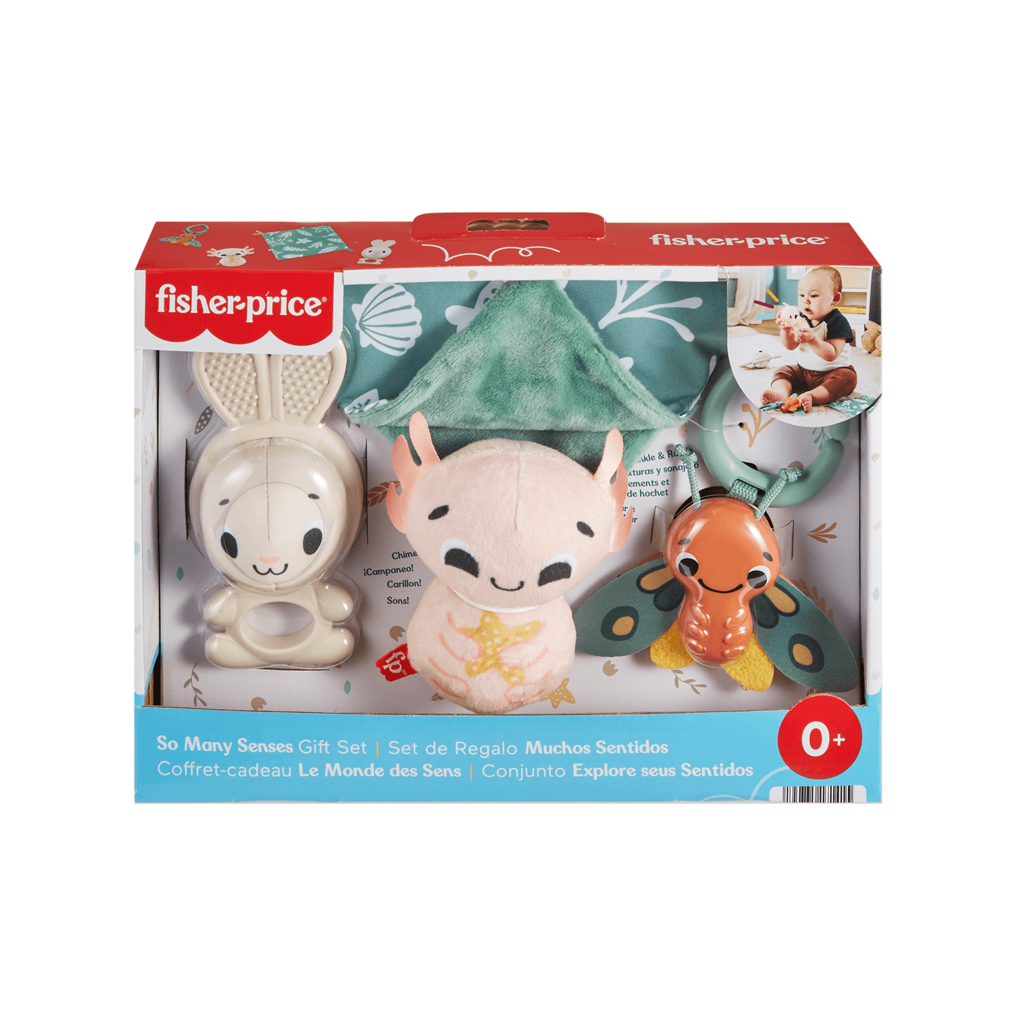 Fisher Price  Coffret-Cadeau Le Monde des Sens, 4Jouets Sensoriels