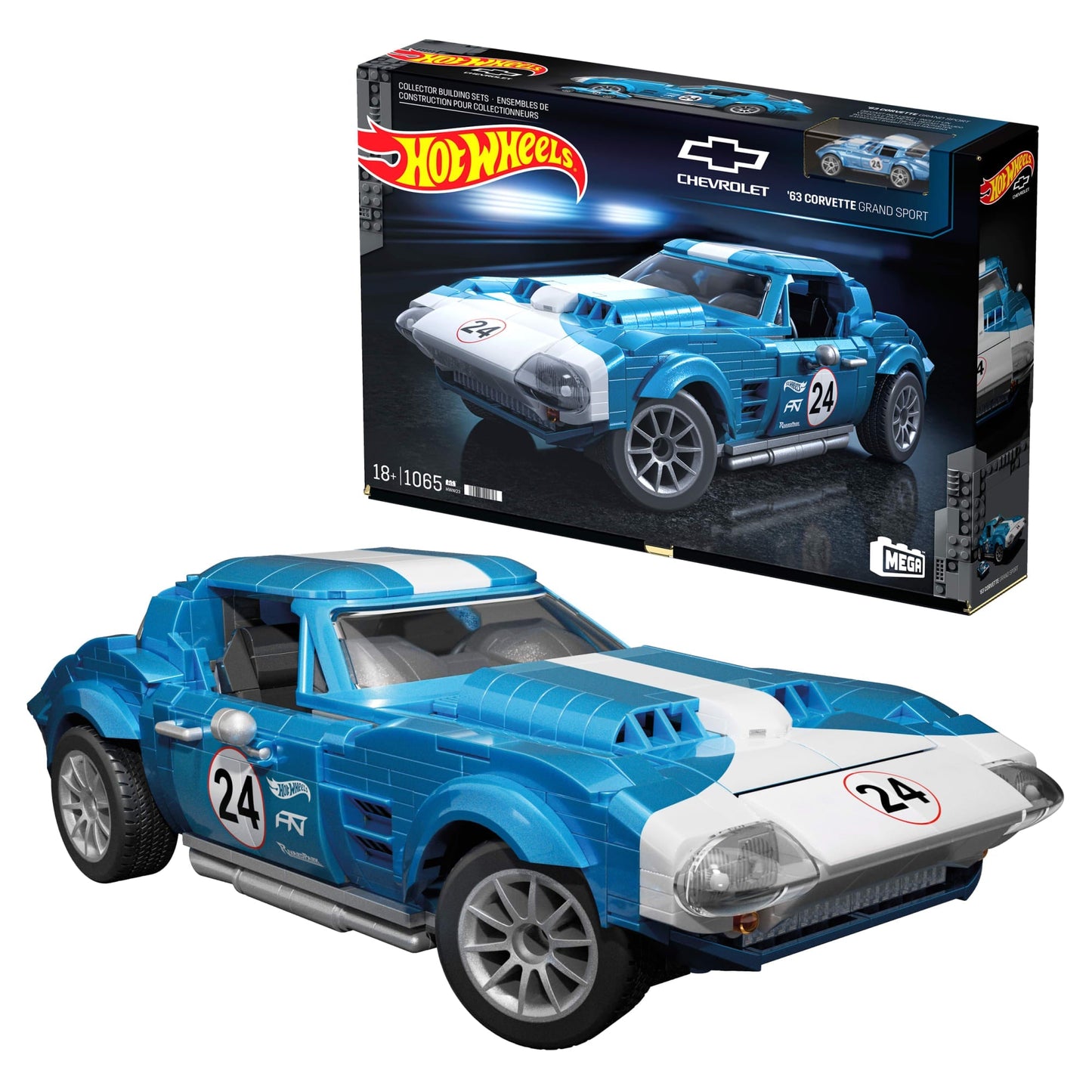 Mega-Hot Wheels-Coffret 63 Corvette Grand Sport de 1060Pièces