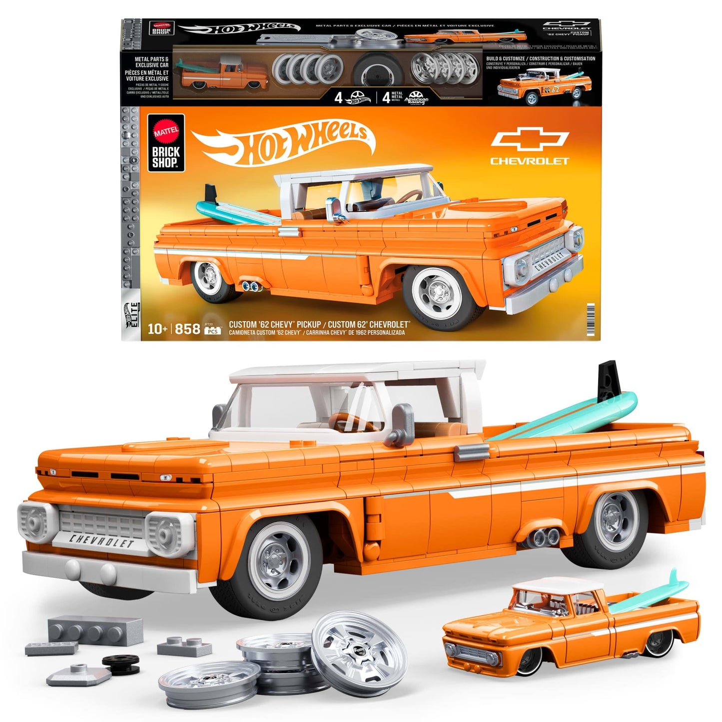 Mattel Brick Shop Hot Wheels Juguete de Construcción Elite Camioneta Custom 62 Chevy
