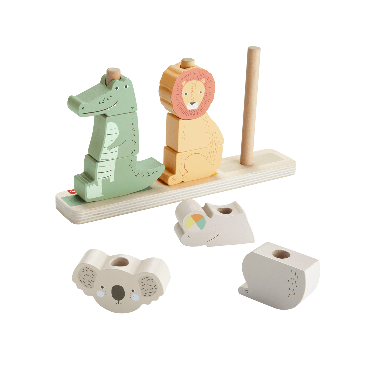 Fisher-Price Brinquedo para Bebês Animais Empilháveis de Madeira