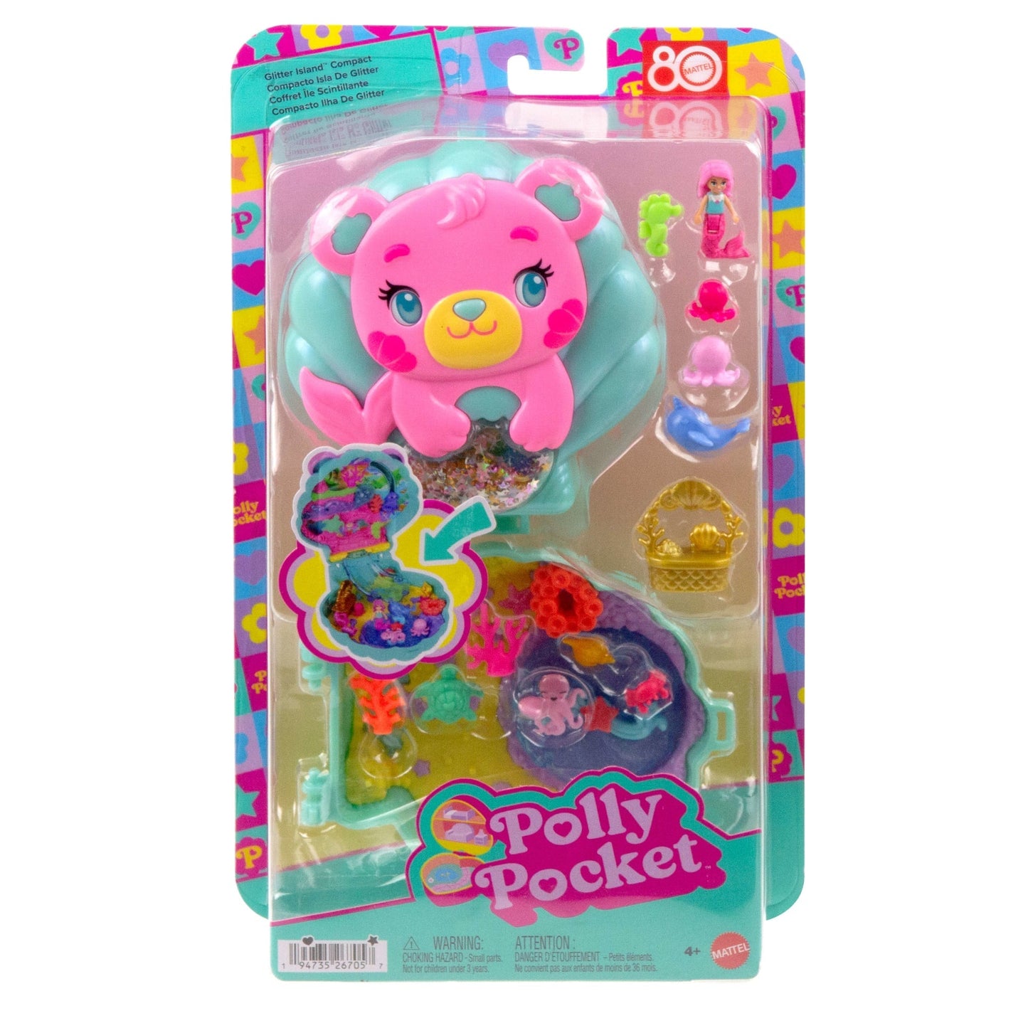 Polly Pocket Conjunto de Brinquedo Compacto Ilha de Glitter