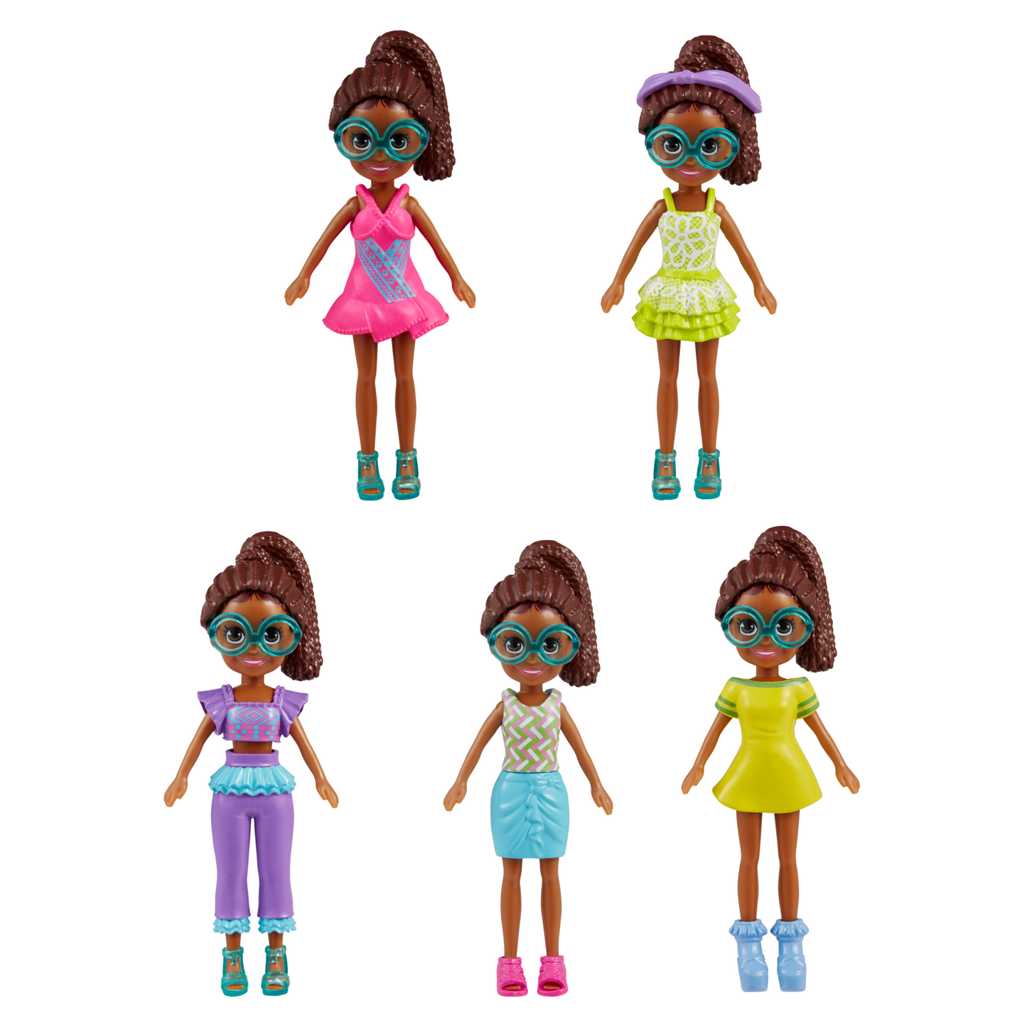 Polly Pocket Fashion Pack Rio With 4 Dolls & 49 Total Accessories including CloThes & Travel Bags